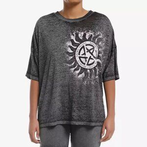 Supernatural Anti-Possession Symbol Burnout Girls Oversized T-Shirt